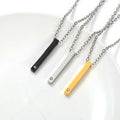 Fashion Blank Bar Necklace for Laser Engraving Custom Engraved Cubic Zircon Diamond Pave Vertical Blank Bar Pendant Necklace