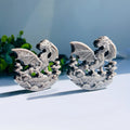 Hot Sale Special Offer Natural Gemstones Polished Crystal Crafts Silver Obsidian Flying Dragon Carvings for Energy Healing