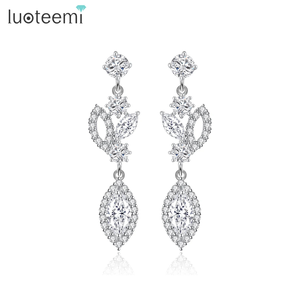 LUOTEEMI Teardrop Fashion Elegant Trendy Korean Jewelry New Earing for Girl Drop Earring Woman