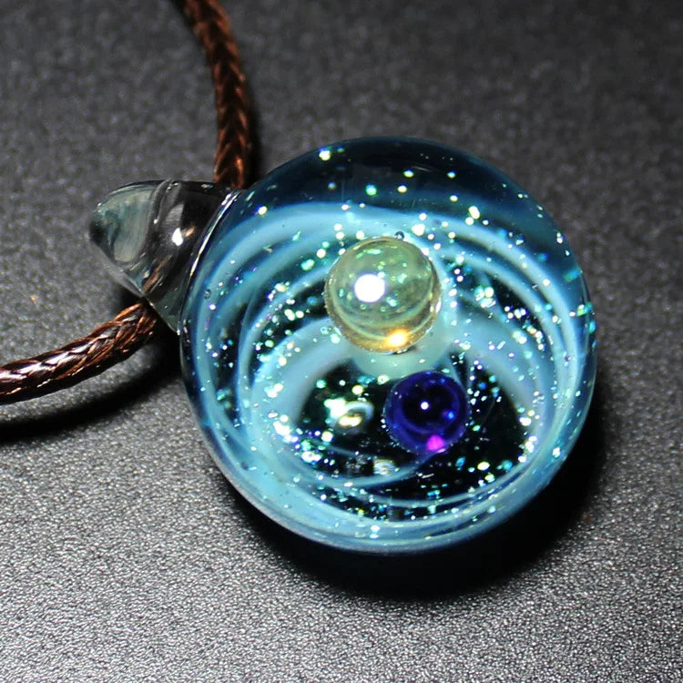 Couple Jewelry Fantasy Universe Starry Glass Pendant Creative Crystal Sky Ball Necklace As Birthday Gift