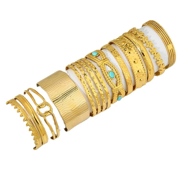 Y129 Wholesale Pulsera De Acero Inoxidable PVD 18k Gold Plated Natural Stone Bangle for Women Jewelry Bracelets & Bangles