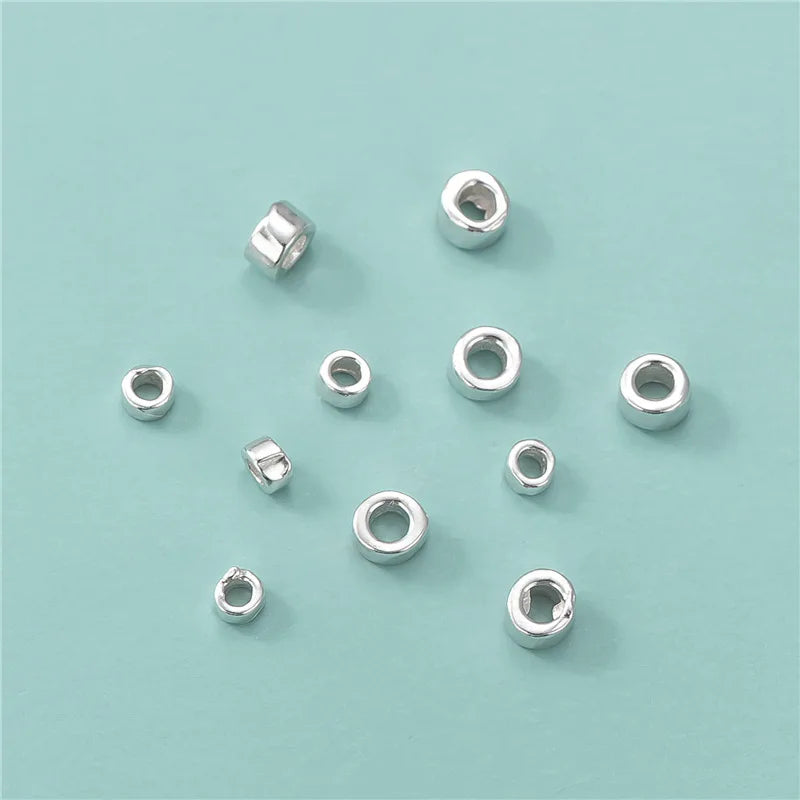 925 Sterling Silver Round Tube Beads Bugle Spacer Beads for Jewelry Findings & Components