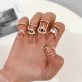 DUYIZHAO Plated Eye Heart Shape Nail Rings Fashion Jewelry Rings for Women Finger Accessories Gold Women Jewellery Zircon Copper
