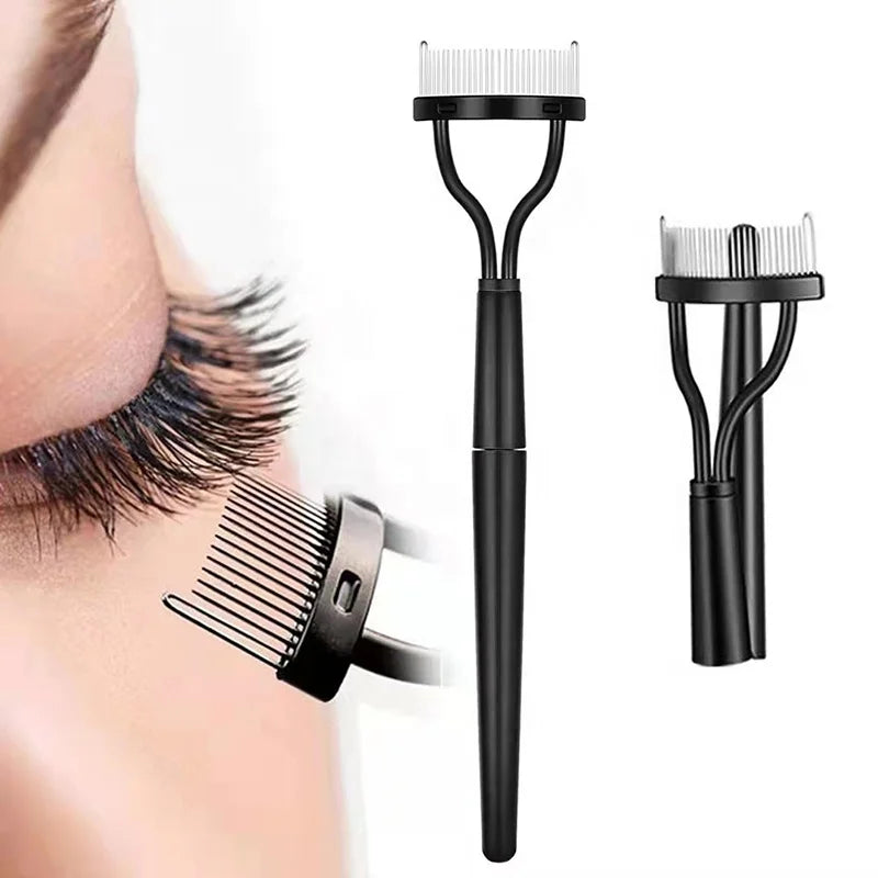 FYD Stainless Steel Folding Eyelash Brushes Lash Separator Comb Cosmetic Tools for Eye Tweezers and Curler Application