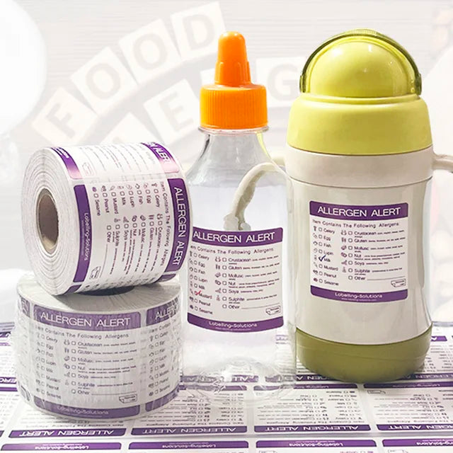 Removable Allergen Alert Stickers Frozen-Safe Food Rotation Labels with Strong Adhesive