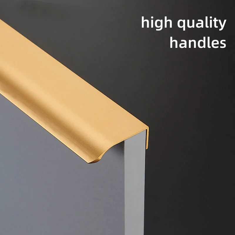 Modern for Kitchen Cabinet Drawer Door Handles Holder Aluminum Alloy Invisible Black Top Handle