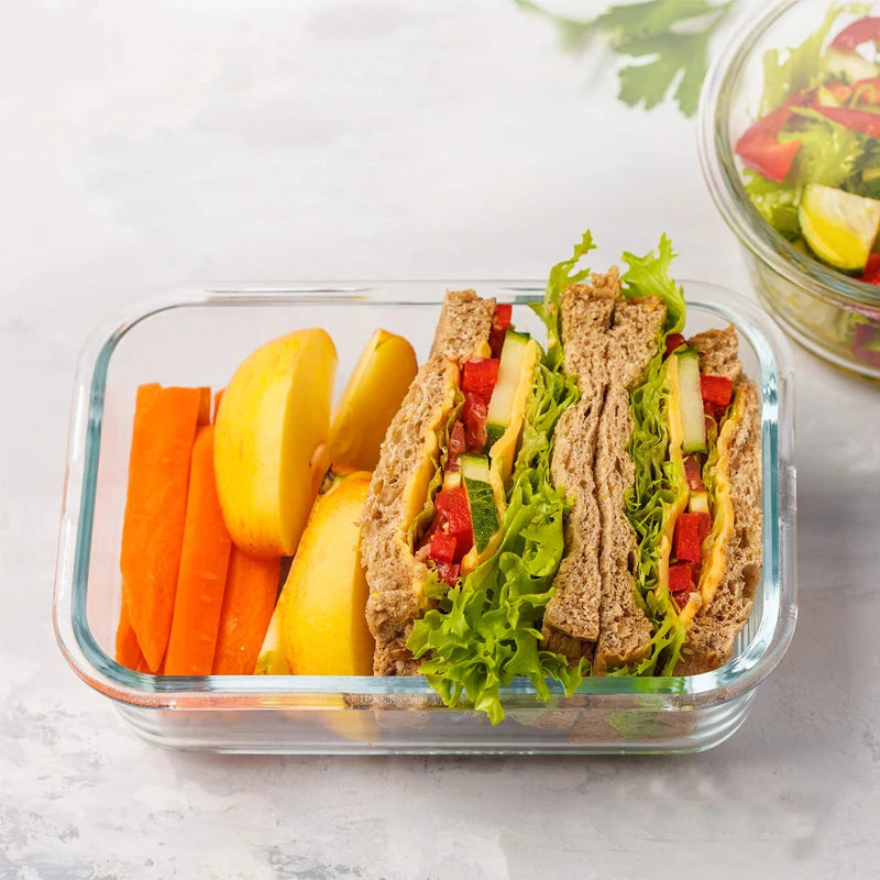 630ML Glass Food Storage Containers for Food Storage 100% Leak Proof Glass Meal Prep Containers With Airtight Glass Lunch Boxes