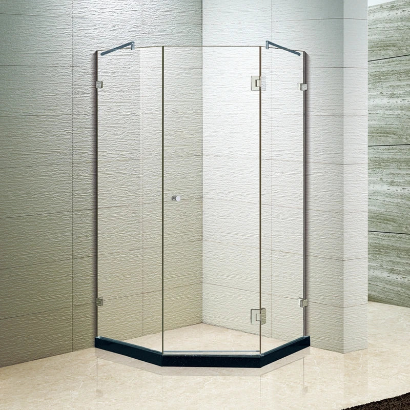 2025 Trending Modern Square Diamond Frameless Hinge Bathroom Doors 8mm Tempered Stainless Steel Shower Door