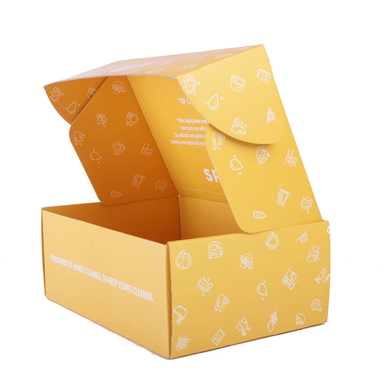 Factory Custom Logo Cardboard Cartons Shipping Mailer Box Yellow Cosmetic Set Corrugated Packaging Boxes