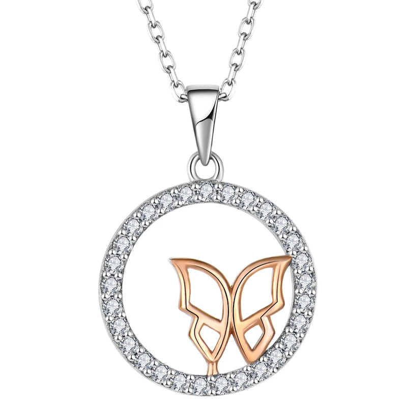 Custom Women's 925 Sterling Silver Dainty Jewellery Gifts Rhodium Plated 18K Rose Gold Plated Butterfly Pendant Jewelry Making