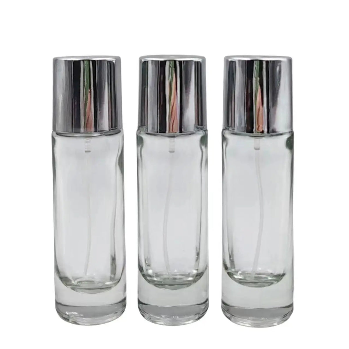 Stock 30ML Silver Top clear Portable Perfume Bottle Wholesale Glass Custom Refillable Perfume Bottles