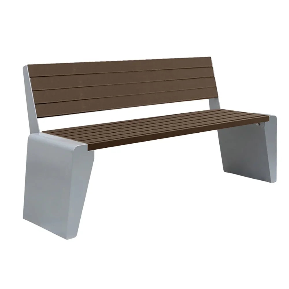 Outdoor Furniture Public Park Street Long Wooden Exterior Bench Seating Outside Garden Patio Seat Benches with Steel Frame