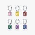 Charm Luxury Emerald Cut Zircon Ear Buckle for Women Fine Jewelry 1PCS 925 Sterling Silver Rainbow Colorful Enamel Hoop Earrings