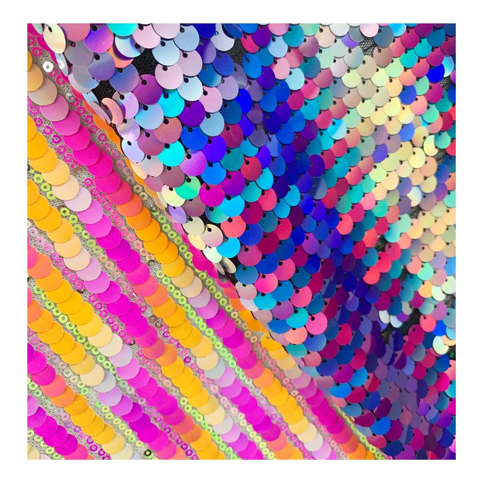 Rainbow Ombre Sequin Backdrop Wedding Swimwear Party Tablecloth Dress Fabric Iridescent Net Fabric 100% Polyester Boys