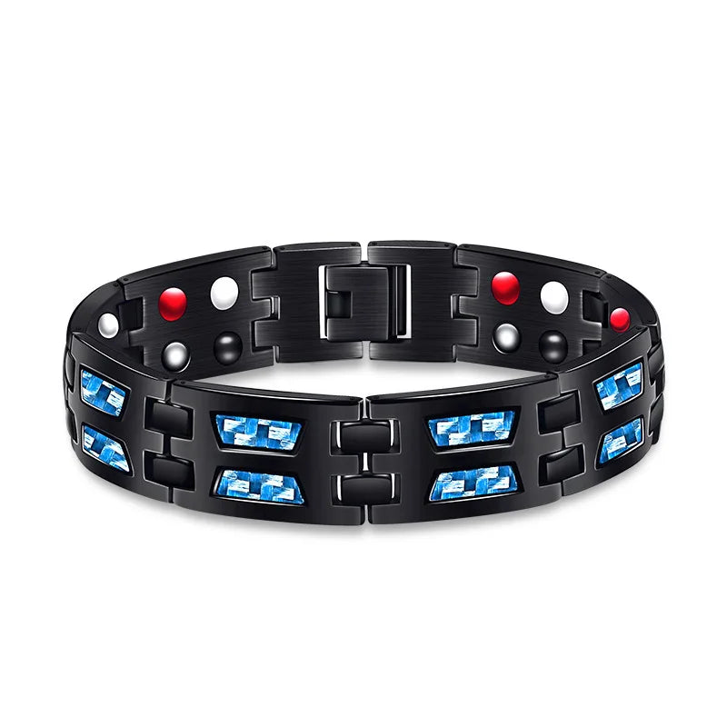 Classic Christian Fashion Hand Magnetic Therapy Blood Stainless Steel Silver/Gold Plated Faith Scripture Bracelet for Unisex