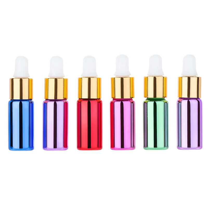 Hot Sale Cheap Price Electroplating Glass 5ml Colored White Dropper Caps Cylinder Uv Gold Dropper Bottle Packaging