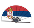 New Product Customized National Country Flag Serbia Folding Bamboo Hand Held Fan