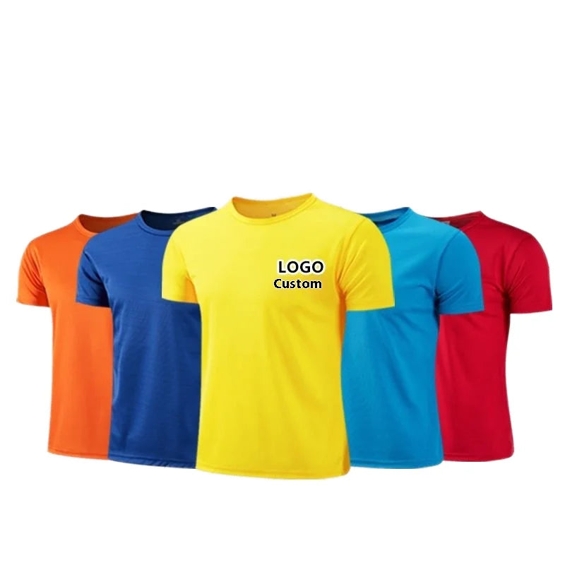 Men's Quick-Drying Cultural T-Shirt Customizable Logo Printing Solid Oversized for Foreign Trade Work Clothes Short-Sleeved