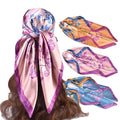 2024 New Arrival Rose Print Imitated Silk Silk Satin 90cm square  Milk Silk Scarf Female Shawl Scarf Fashion Kerchief