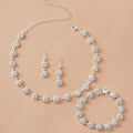 Wedding Jewelry 2023 New Bride New Fashion Flower Diamond Necklace Earrings Bracelet Three-piece Suit Dropshipping