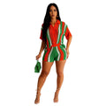 2025 Trendy Stripe Red Knit Shorts Sets for Women Casual Style Breathable and Button Decor Above Knee Length for Summer