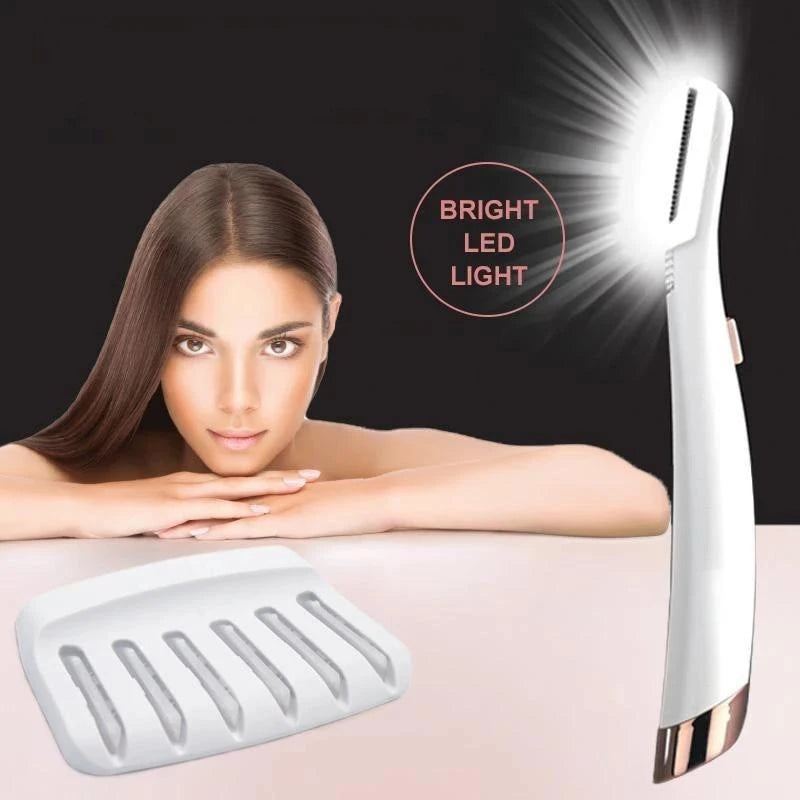Led Luminous Mini Lady Electric Hair Removal Remover Body Face Eyebrow Depilator Trimmer Shaver Machine Set With 6 Shaving Knife MegaBDM