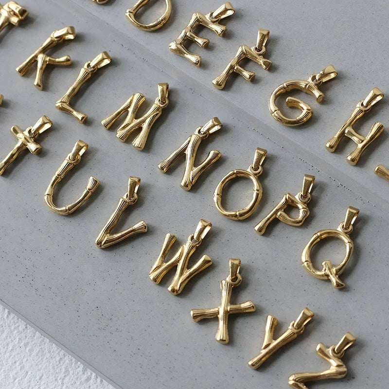 Stainless Steel Custom Initial Letter Pendant Gold Plated Non Tarnish Letter Charms for Jewelry Making