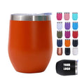 Custom 12oz Double Wall Stainless Steel Vacuum Insulated Coffee Mug Egg Shape Wine Tumbler Travel Cup With Lid for Camping