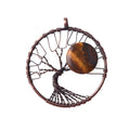 Tree of Life Full Moon Tumbled Stones Pendant Necklace Wire Wrapped Gemstone Stone Necklace for Women and Men Jewelry Making
