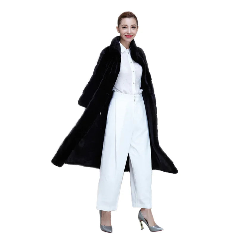 OEM Service Fashion Casual Thick Imitation Fur Coat fox Rex Rabbit Faux Fur Long Woman