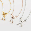 Women Jewelry Gold Plated Tassel Dangling Beads Stainless Steel Choker Necklace Butterfly Pendant Charms