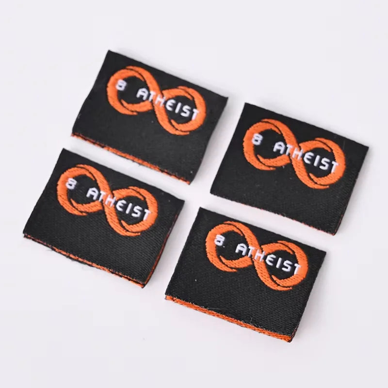Eco-friendly Kids Clothes Label Loop Polyester Sleeve Shirt Sock Seam Stitched Hem Woven Woven Label Tags Center for Logo