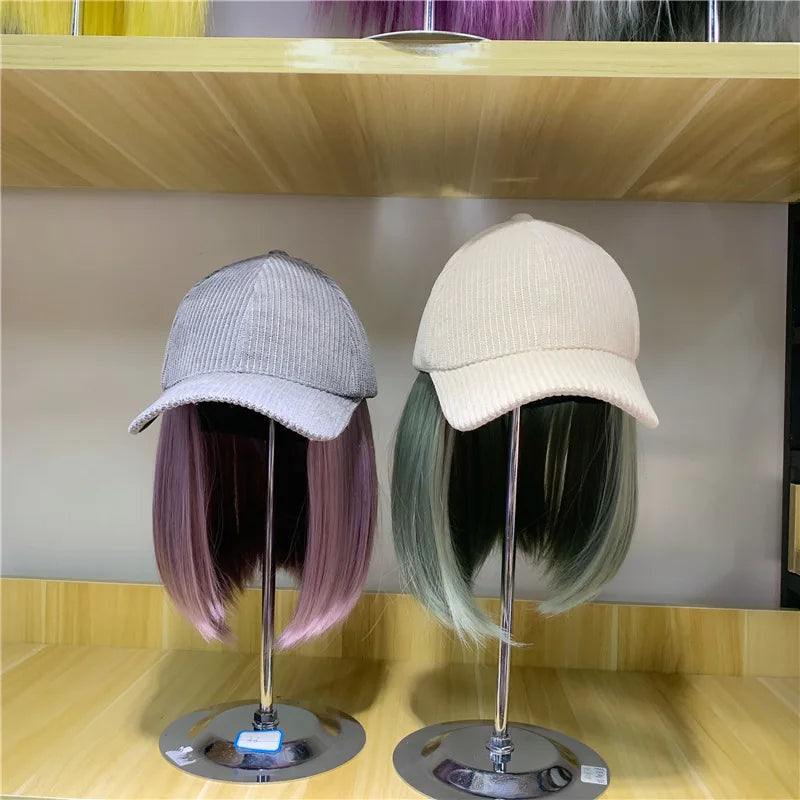 Fashion 6 Panel Dobby Unisex Corduroy Detachable Wig Baseball Caps OEM Cotton Twill Full Headgear Material Adjustable Sports Hat