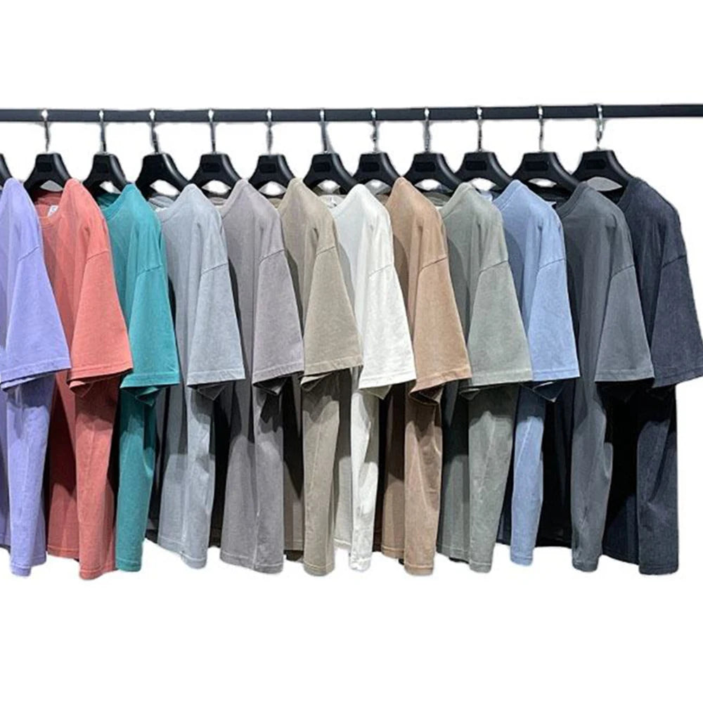 OEM High Street Fashion Men's Clothing Camisetas Hip Hop Tee 100% Cotton Heavyweight Oversized Acid Wash Graphic Vintage T Shirt