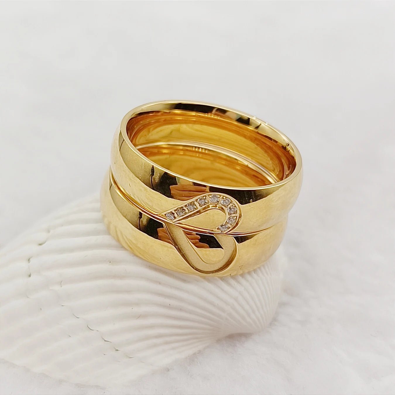 Fashion Promise Wedding Engagement Rings Sets Couples Ladies Love Alliance Heart Shaped 24k Gold Plated Designer Jewelry