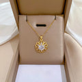 No Fade 18K Gold Plated Stainless Steel Chain Necklace Hollow Flower Charm Necklace for Women Collar De Acero Inoxidable
