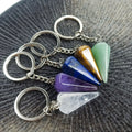 HZ European and American Style Divining Spirit Pendulum Hexagonal Amethyst Key Chain Pendant Healing Energy Key Chain