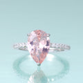 KH067 Chinese Jewelry Factory Pear 8x12mm Morganite Nano Gemstone 925 Sterling Silver Engagement Custom Women Rings