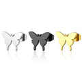 Elegant Female Gift 18K Gold Silver Rose Plated Stainless Steel Tiny Butterfly Stud Earring Jewelry for Women
