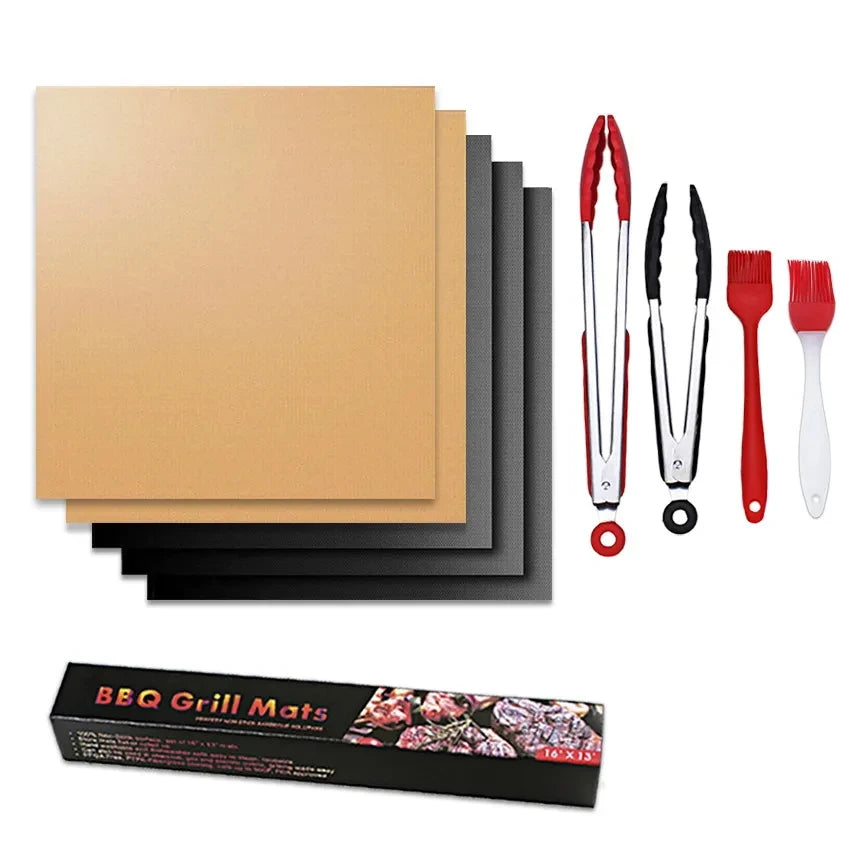 PTFE Fabric BBQ Grill Mat Cooking Mat Easily Cleaned Non-Stick Reusable Oven Liner
