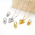 Fashion Designer Stainless Steel Jewelry Wholesale PVD 18K Gold Plated Love Heart Pendant Necklace Drop Earrings Sets for Women