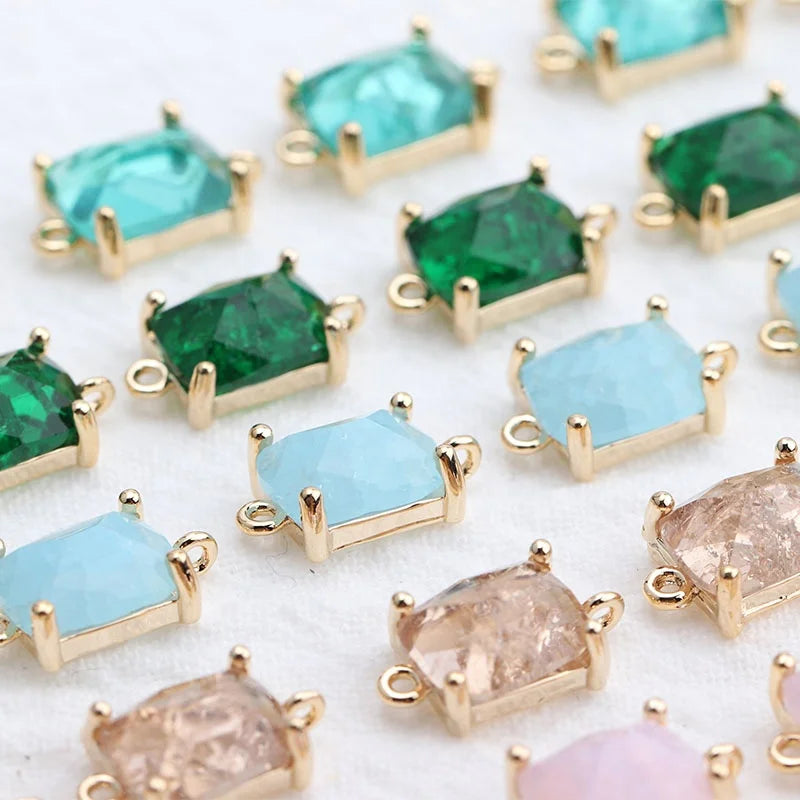 M525  6 Pcs/Lot Mini 18K Gold-Plated DIY Zircon Pendant Bracelet Brass Jewelry Making Accessories for Women