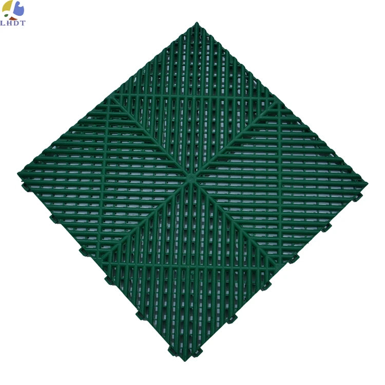 LHDT 400*400*18mm Anti-Slip PP Interlocking Garage Floor Tiles Removable Plastic Interlocking Mats for Car Wash Easy Click