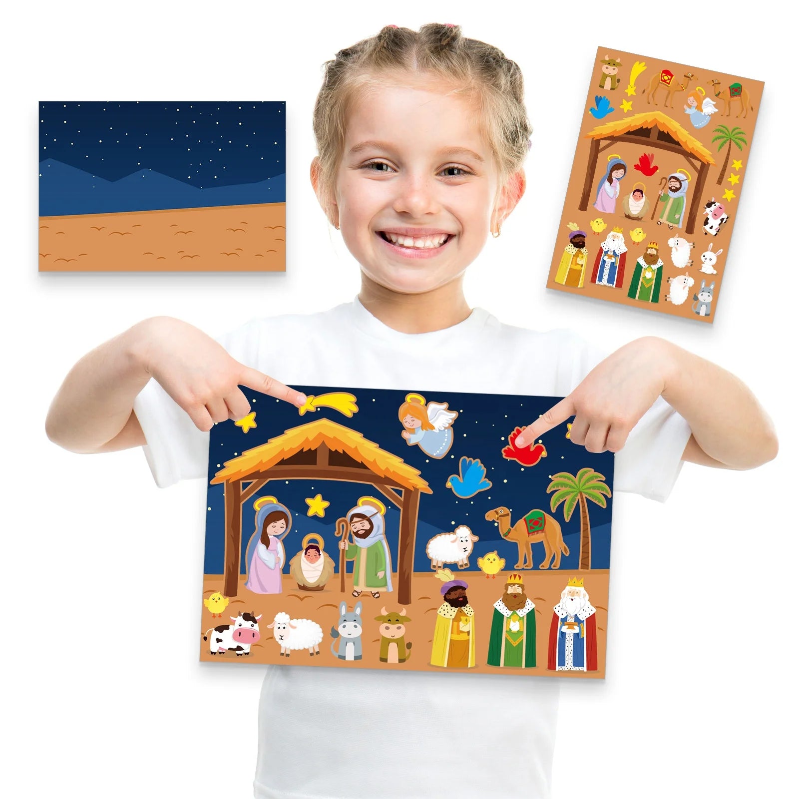 Nativity Sticker Scene Kits for Christmas DIY Crafts and Religious Party Favor Nativity Scene Party Game for Kids