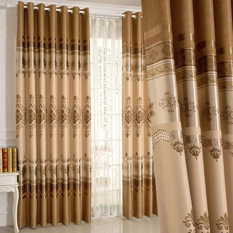 Embroidered Grommet Style Window Curtains for Living Room for Home and Hotel Rope Format