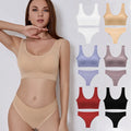 STBW-1601# Soft Fabric Bra Suit Ladies Solid Color Breathable Sexy Lingerie Women's Fashion Everyday Underwear Set