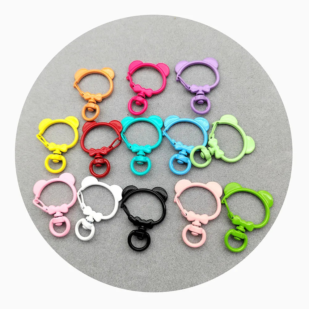 Cute Keychain Spring Buckle Openable Bear Keyring Clasp DIY Bag Clips Hook Dog Chains Buckle Connector Jewelry Supplies