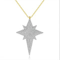 JINSE CZ Link Chain North Star Pendant Necklace Custom Hip Hop Necklace for Men