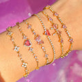 Dainty New Fashion Y2k Delicate Sweet Pink Zircon Bowknot Love Heart Chain Bracelet for Women Girls Party Birthday Jewelry Gift