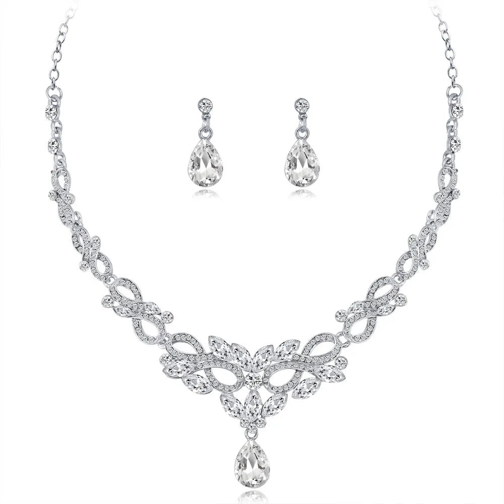Top Grade American Diamond Jewellery Sets Jewelry Hot Sale Bridal Necklace Earing Zirconia Set Gift Making for Women